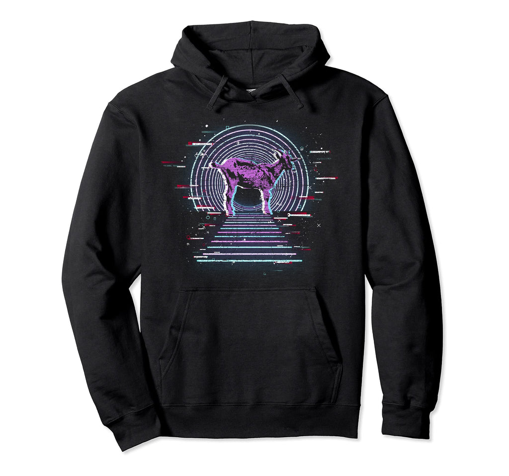 Farm Animal Synthwave Goat 90S Hoodie - Custom Art Print Men Women - T-Shirt, Sweatshirt, Hoodie