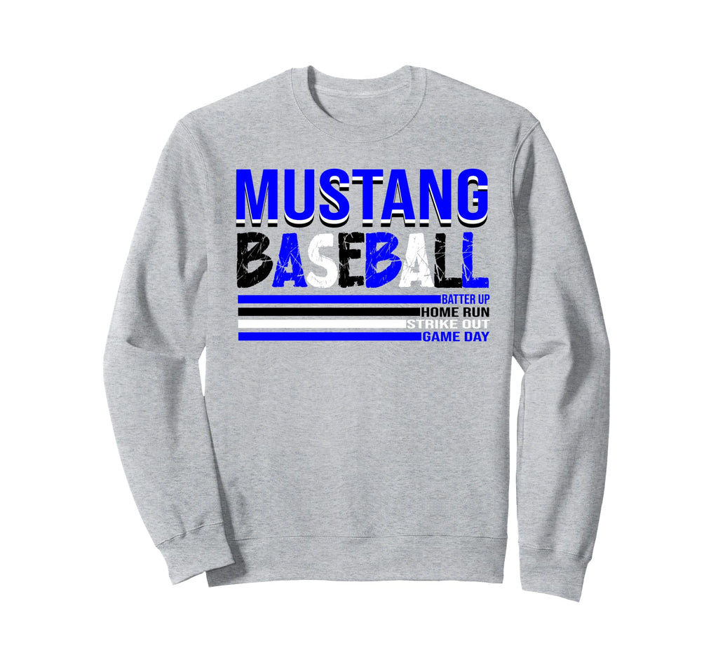 Mustang Baseball Mom Blue Sweatshirt - Fun Novelty Design for Adults - T-Shirt, Sweatshirt, Hoodie