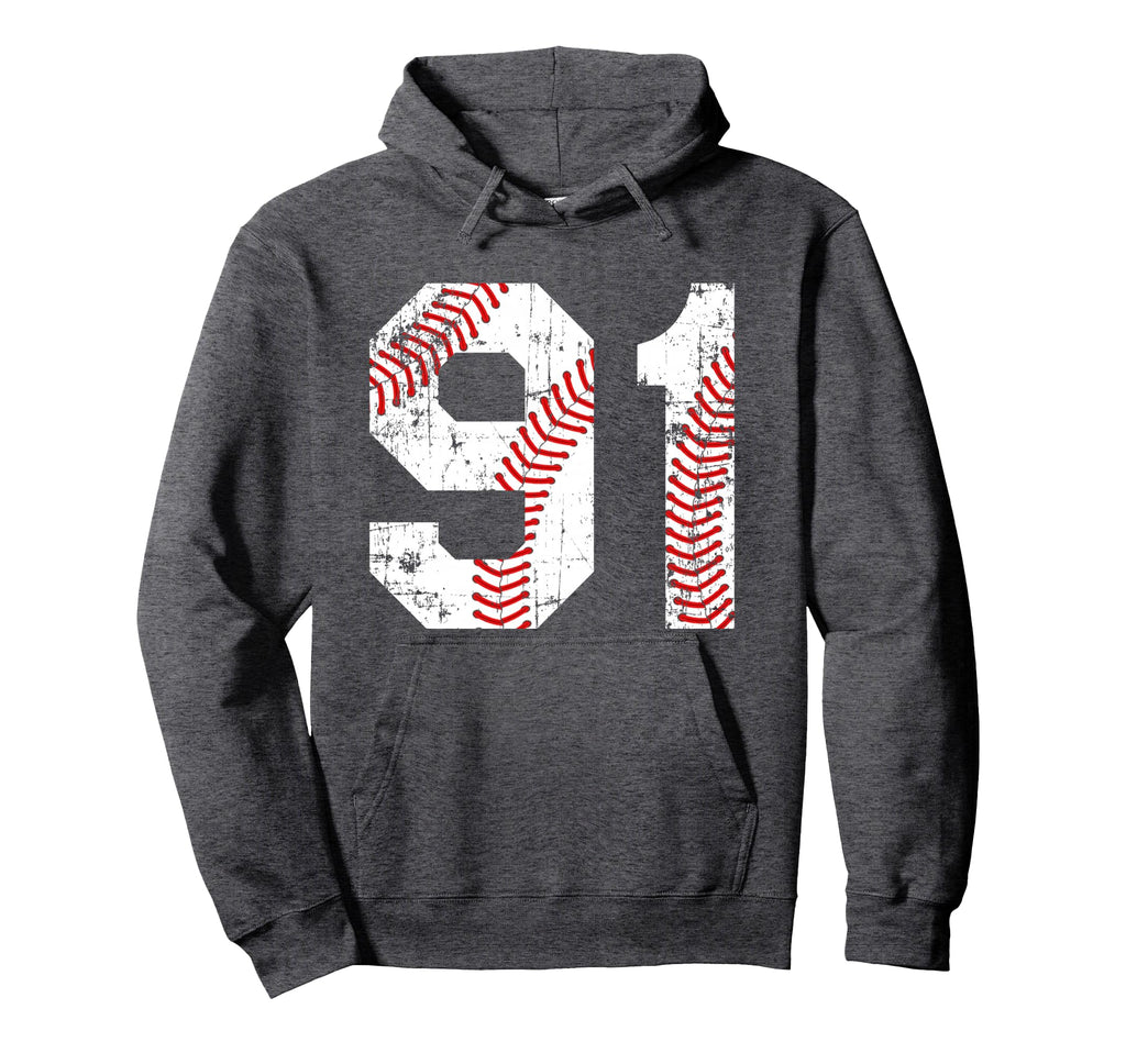 Baseball 91 Jersey Number Hoodie - Fun Novelty Design Men Women - T-Shirt, Sweatshirt, Hoodie