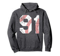 Baseball 91 Jersey Number Hoodie - Fun Novelty Design Men Women - T-Shirt, Sweatshirt, Hoodie