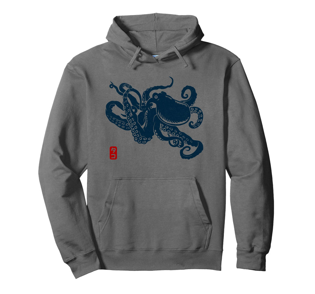 Japanese Aesthetic Asian Kraken Octopus Hoodie - Novelty Apparel for Adults - T-Shirt, Sweatshirt, Hoodie