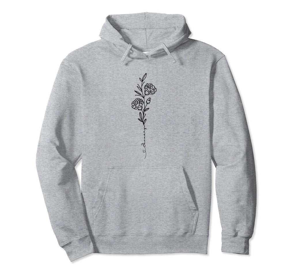 Minimalist Boho Drawing Carnation Hoodie - Aesthetic Graphic Men Women - T-Shirt, Sweatshirt, Hoodie