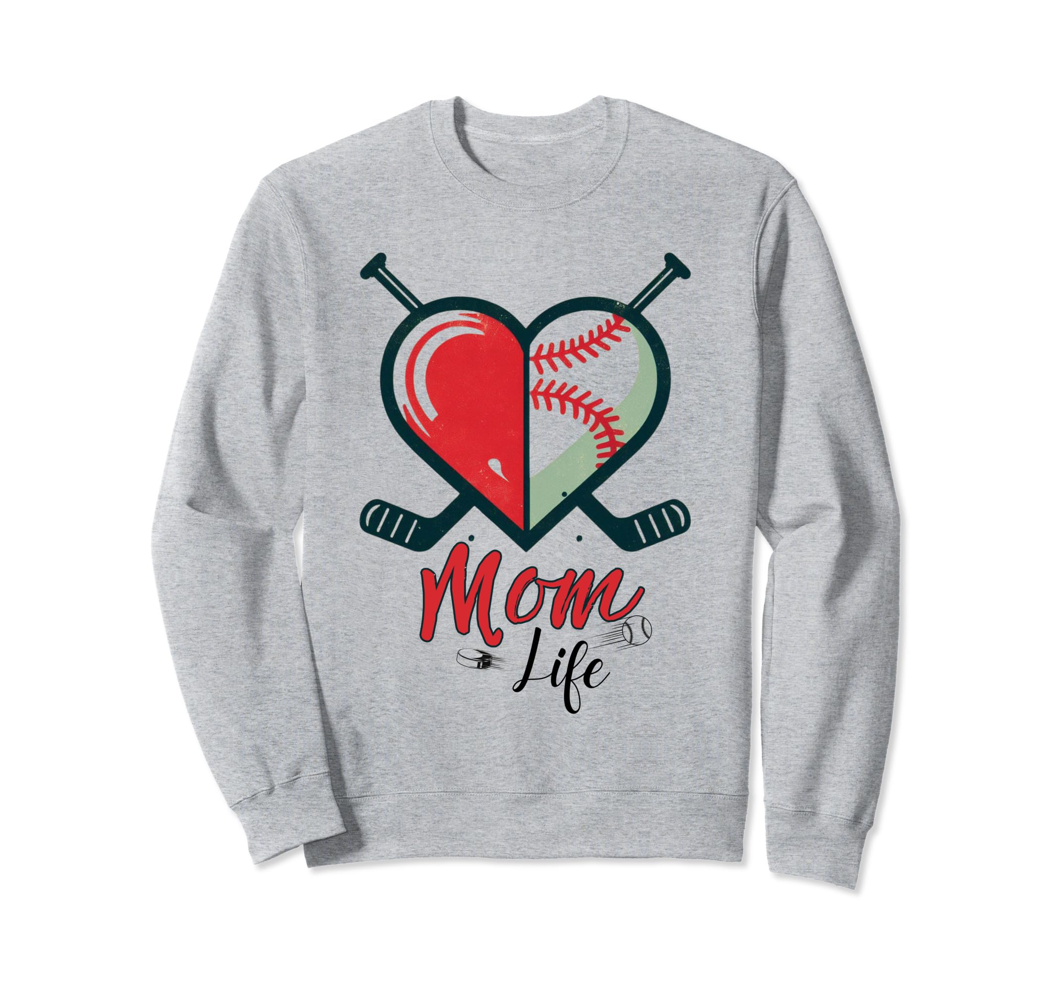 Mom Life Heart Funny Baseball Sweatshirt - Novelty Apparel Men Women - T-Shirt, Sweatshirt, Hoodie