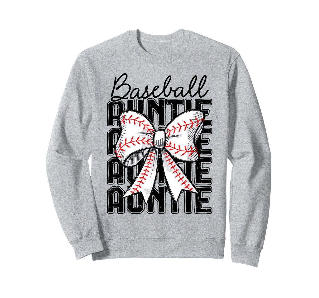 Baseball Auntie Coquette Bow Sweatshirt - Casual Everyday Wear for Adults - T-Shirt, Sweatshirt, Hoodie