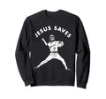 Jesus Saves Religious Christian Sweatshirt - Minimalist Print for Adults - T-Shirt, Sweatshirt, Hoodie