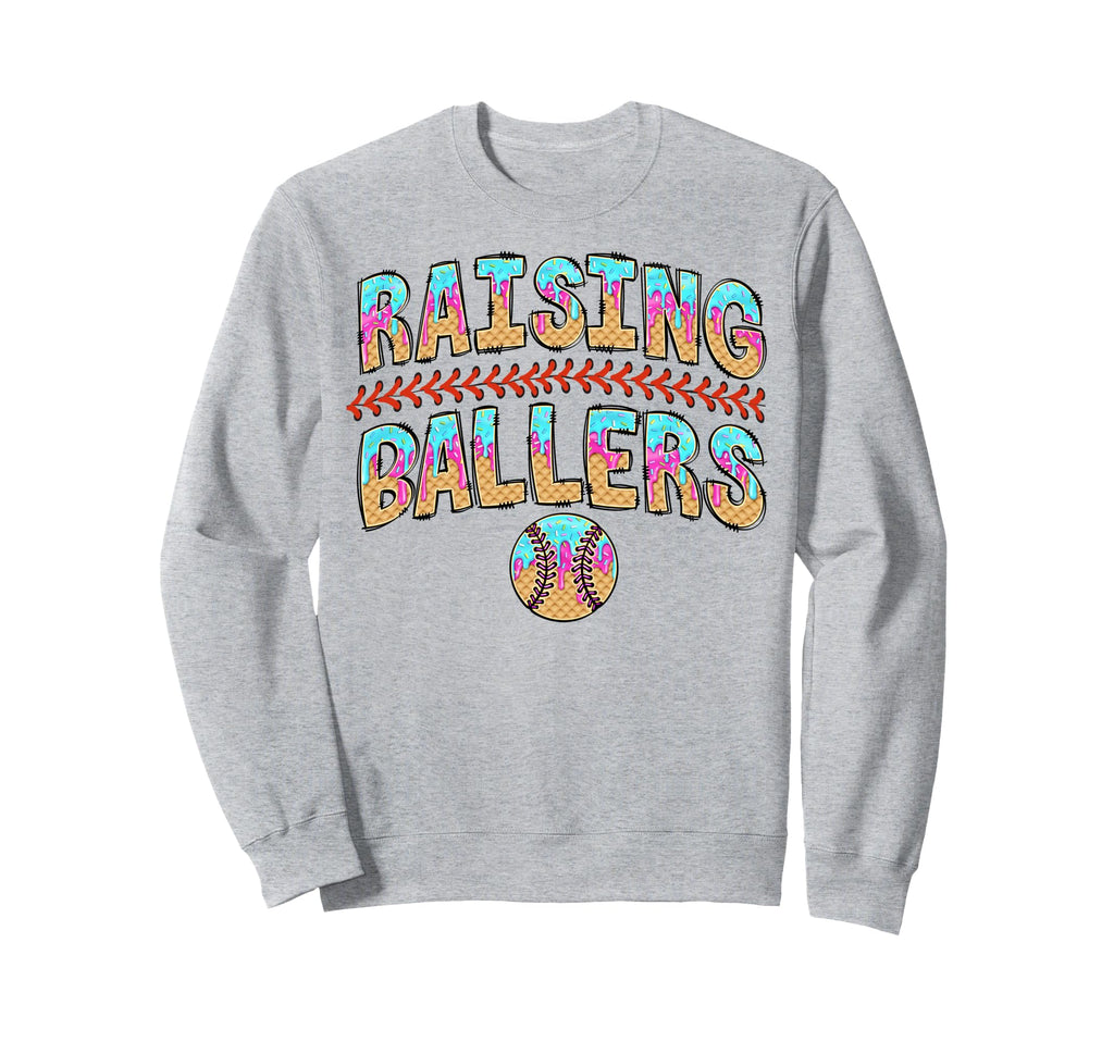 Raising Baller Mom Both Baseball Sweatshirt - Aesthetic Graphic Men Women - T-Shirt, Sweatshirt, Hoodie