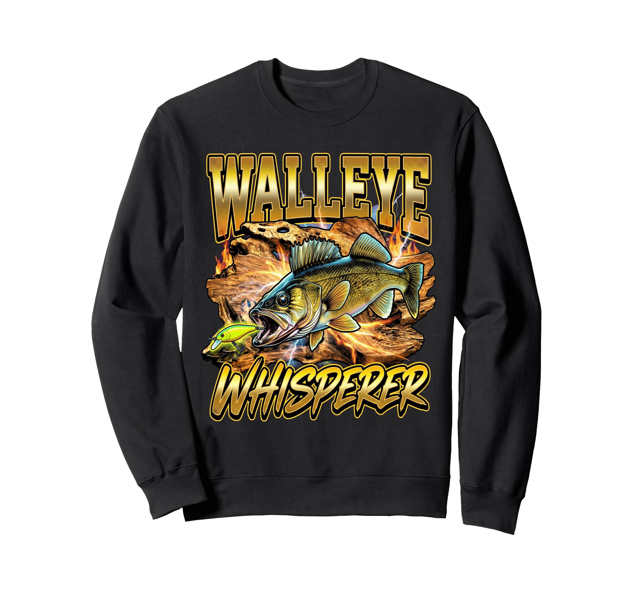 Walleye Whisperer Angler 90S Sweatshirt - Streetwear Style for Adults - T-Shirt, Sweatshirt, Hoodie