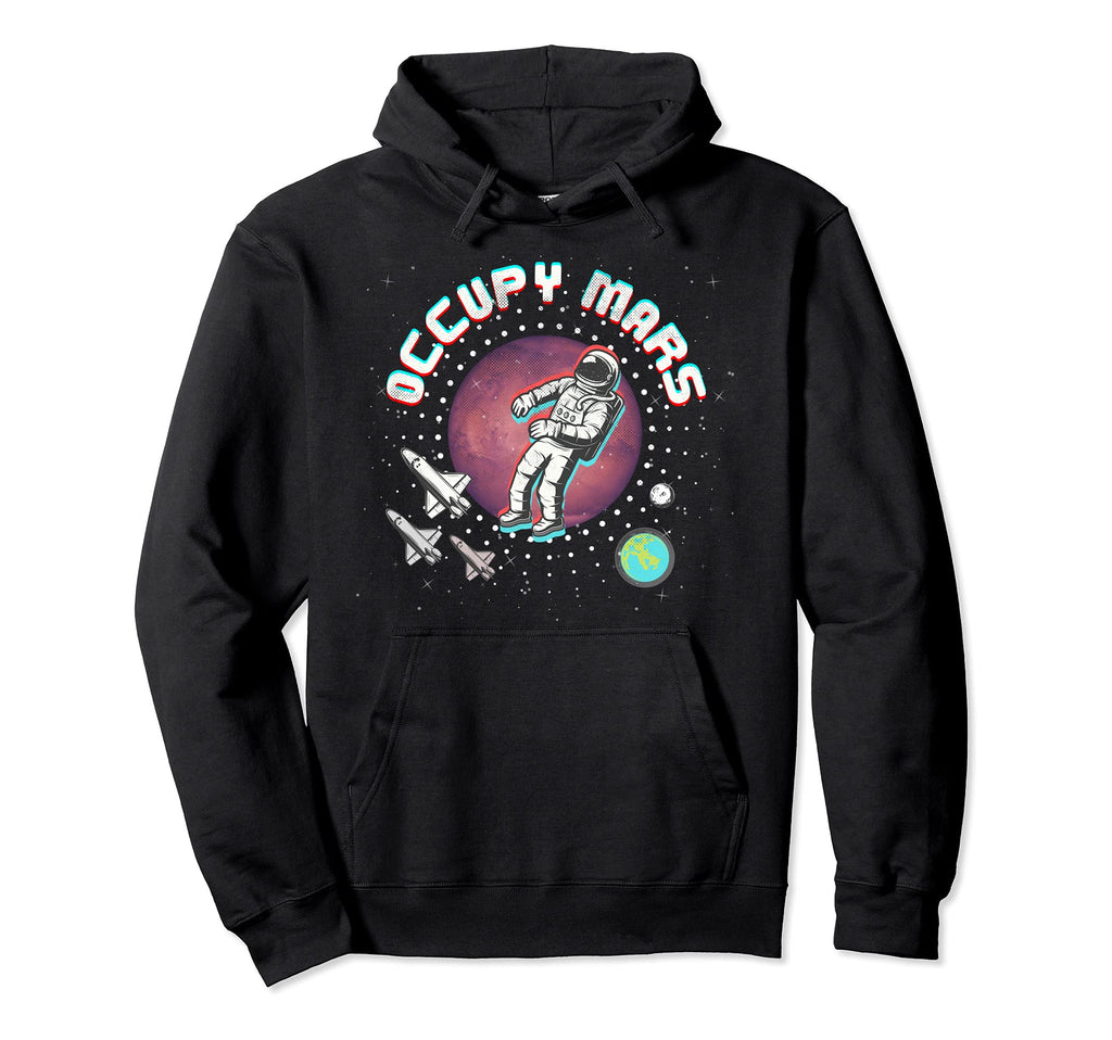 Occupy Mars Astronaut Glitchy Vapor Hoodie - Fun Novelty Design Men Women - T-Shirt, Sweatshirt, Hoodie