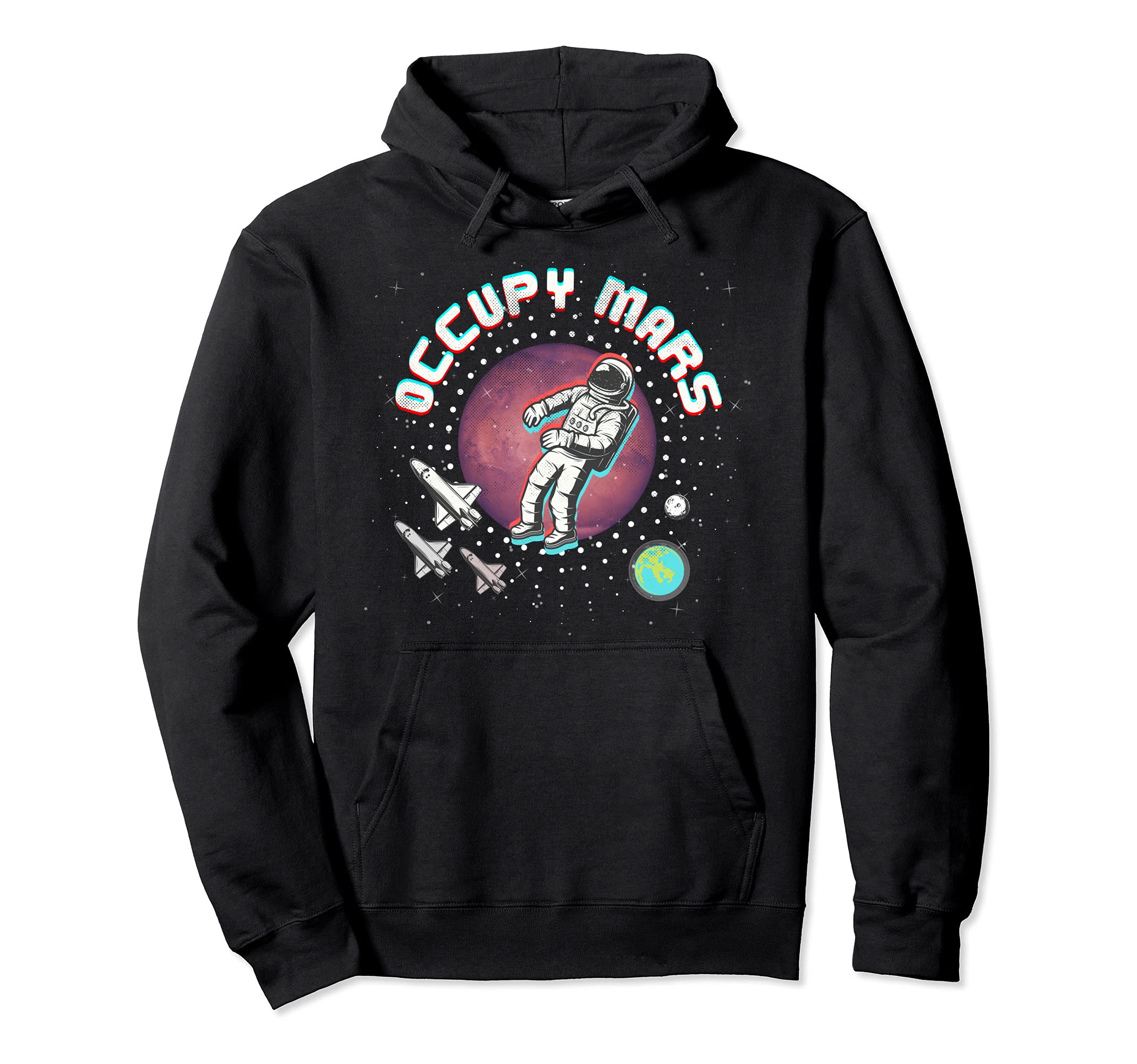 Occupy Mars Astronaut Glitchy Vapor Hoodie - Fun Novelty Design Men Women - T-Shirt, Sweatshirt, Hoodie