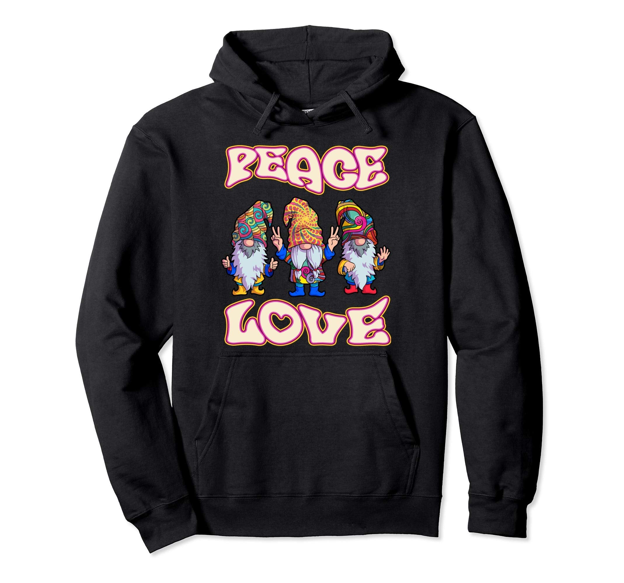 Hippie Gnomes Gnome Boho Peace Love Hoodie - Graphic Print for Adults - T-Shirt, Sweatshirt, Hoodie