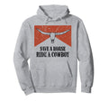Bull Skull Save Horse Ride Cowboy Western Hoodie - Novelty Apparel Unisex - T-Shirt, Sweatshirt, Hoodie