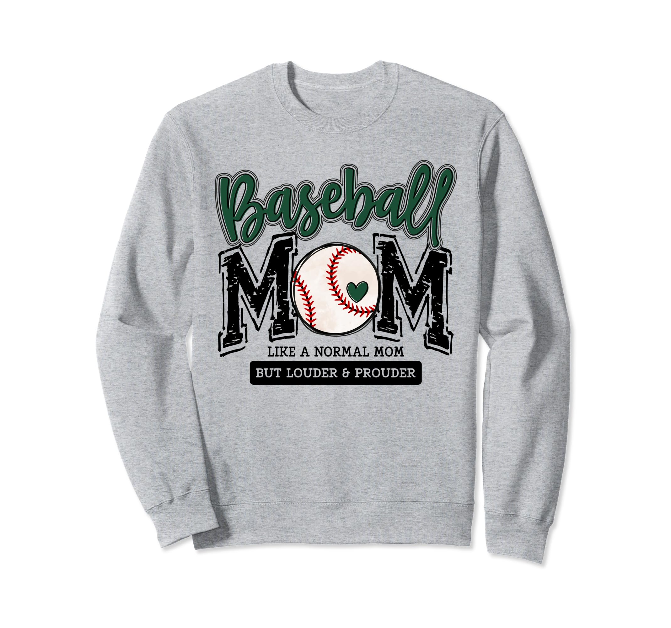 Baseball Mom Green Varsity Sweatshirt - Aesthetic Graphic for Adults - T-Shirt, Sweatshirt, Hoodie