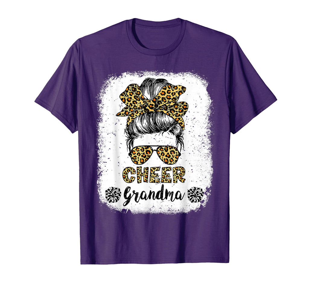 Cheer Grandma Leopard Messy Bun T-Shirt - Fun Novelty Design Unisex - T-Shirt, Sweatshirt, Hoodie