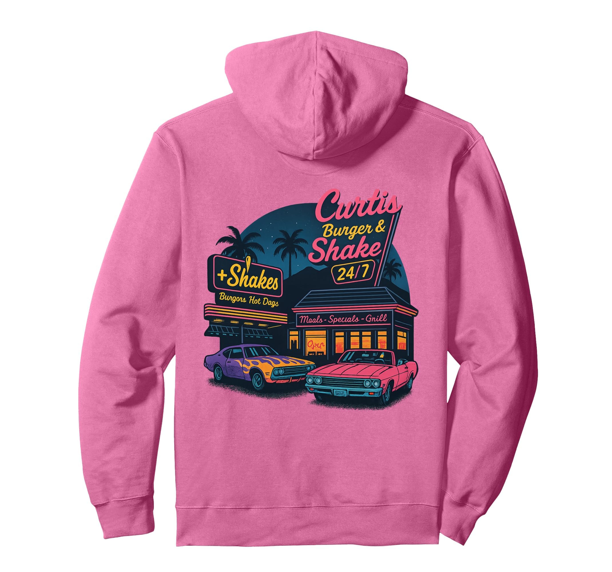 Curtis Burger And Shake Diner Night Hoodie - Minimalist Print Men Women - T-Shirt, Sweatshirt, Hoodie