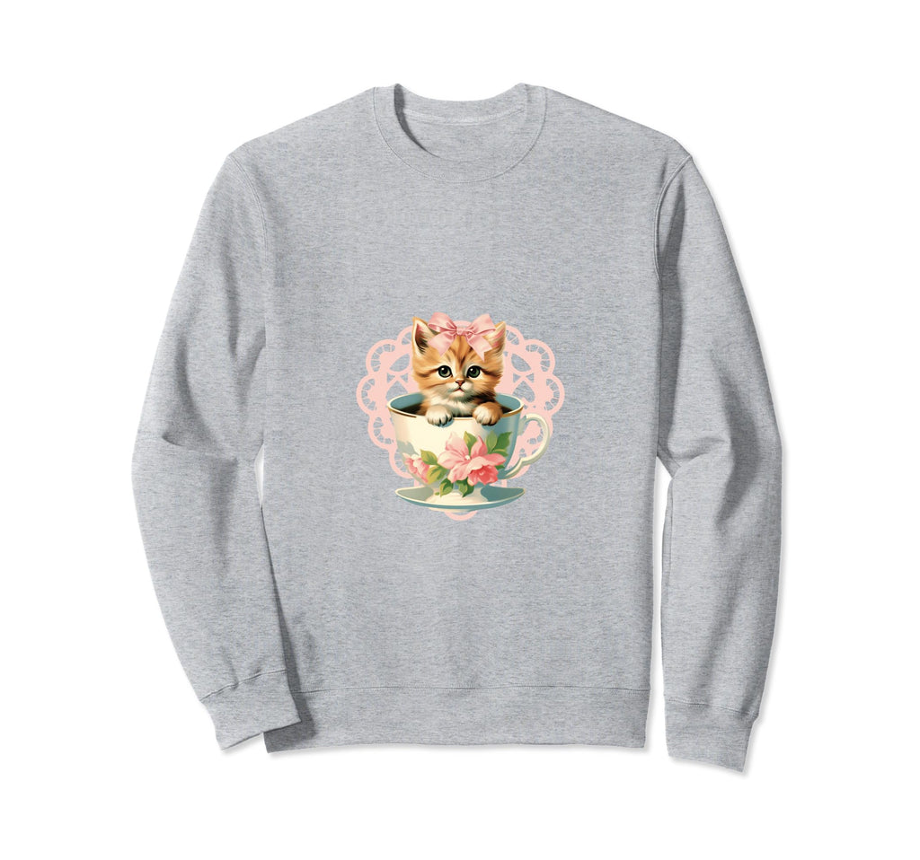 Coquette Kitten Teacup Girlcore Y2K Sweatshirt - Fun Novelty Design Unisex - T-Shirt, Sweatshirt, Hoodie