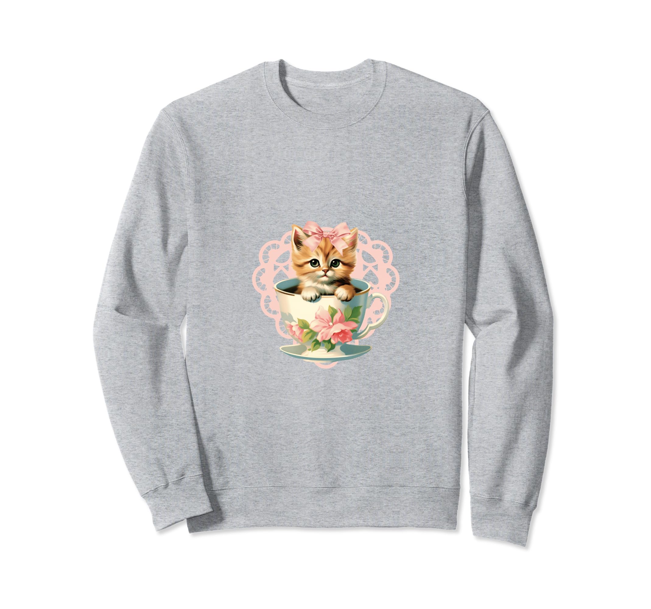 Coquette Kitten Teacup Girlcore Y2K Sweatshirt - Fun Novelty Design Unisex - T-Shirt, Sweatshirt, Hoodie
