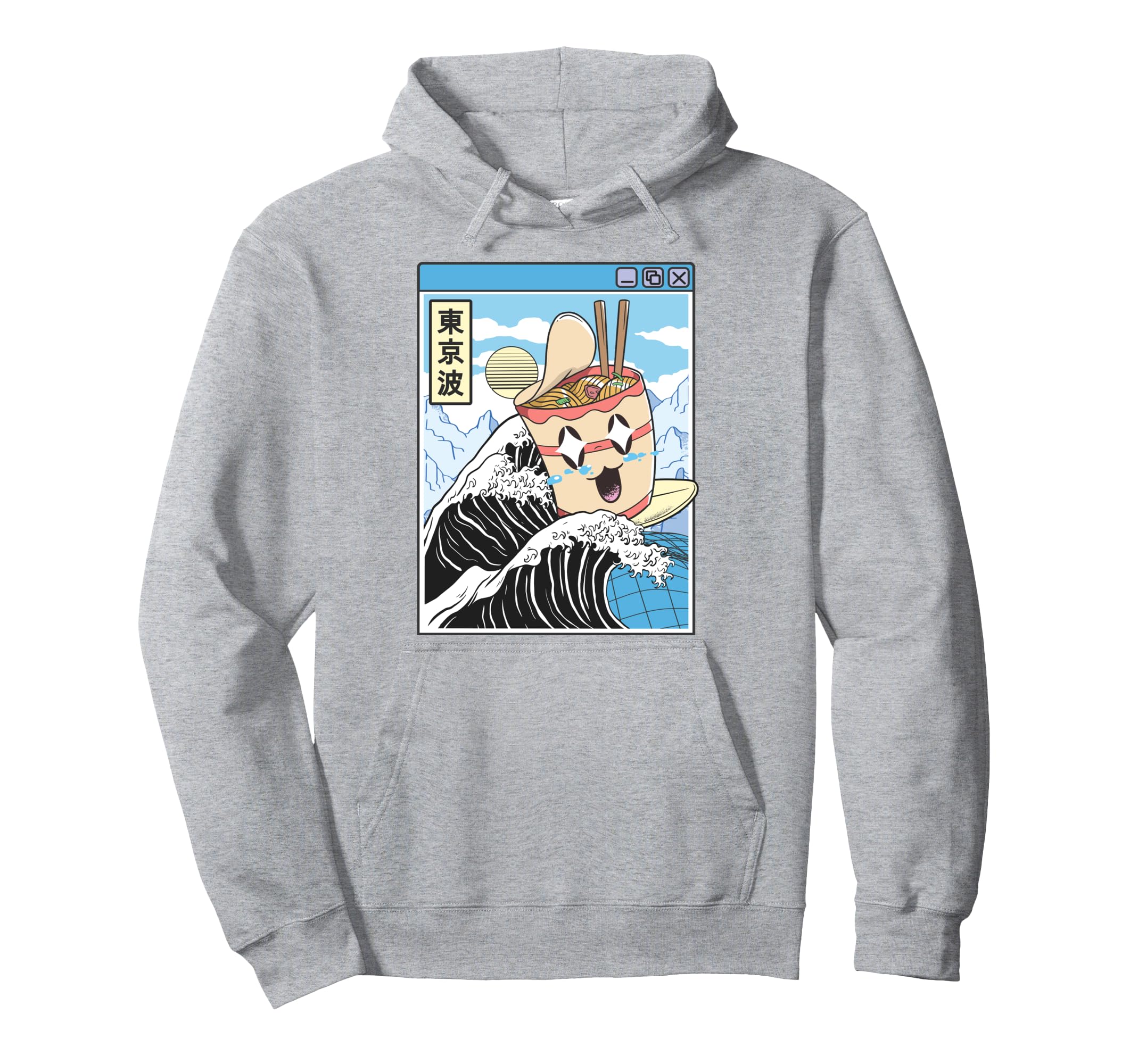 Instant Ramen Noodles Surfing Japanese Hoodie - Unique Graphic for Adults - T-Shirt, Sweatshirt, Hoodie