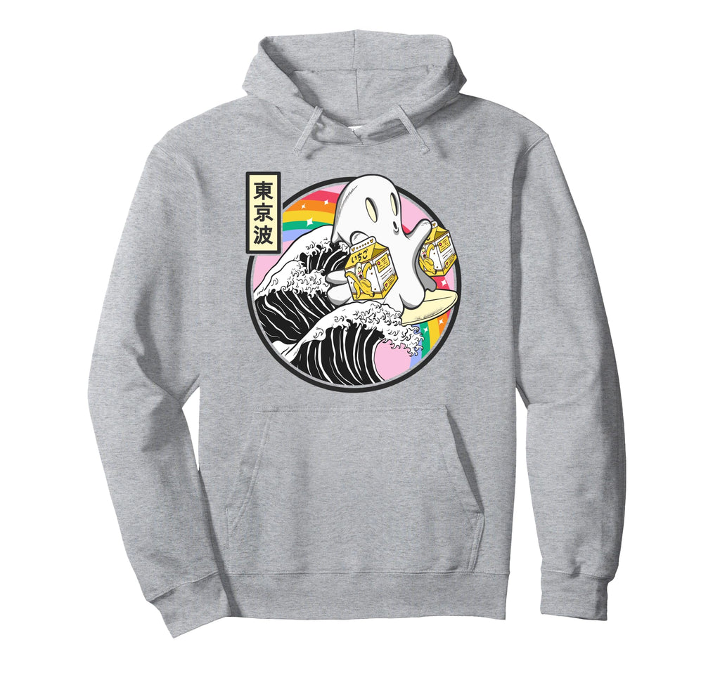 Surfing Ghost Banana Milk Cartons Hoodie - Fun Novelty Design Men Women - T-Shirt, Sweatshirt, Hoodie