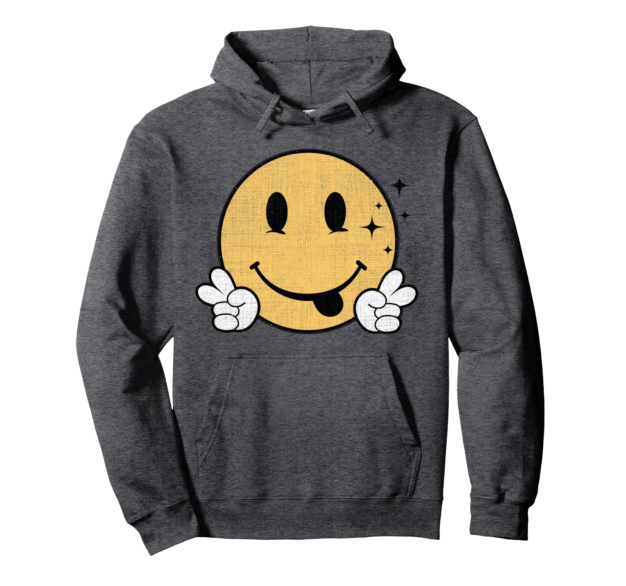 Smile Face 70S Vibe Yellow Smile Hoodie - Minimalist Print Men Women - T-Shirt, Sweatshirt, Hoodie