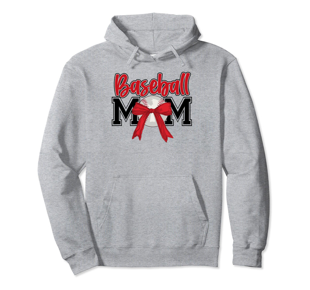 Baseball Mom Bow Tie Mothers Day Mama Hoodie - Aesthetic Graphic Men Women - T-Shirt, Sweatshirt, Hoodie