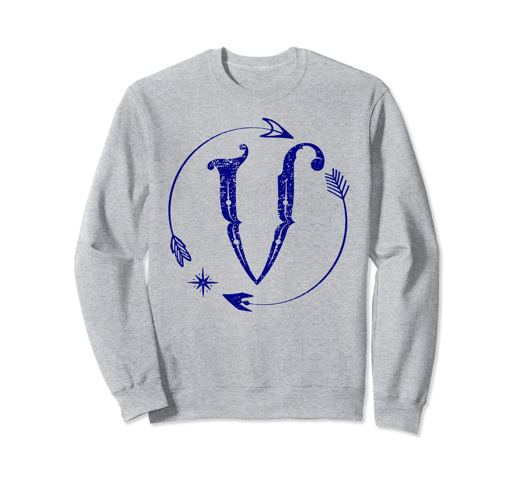 Initial V Monogram Boho Name Sweatshirt - Aesthetic Graphic Men Women - T-Shirt, Sweatshirt, Hoodie