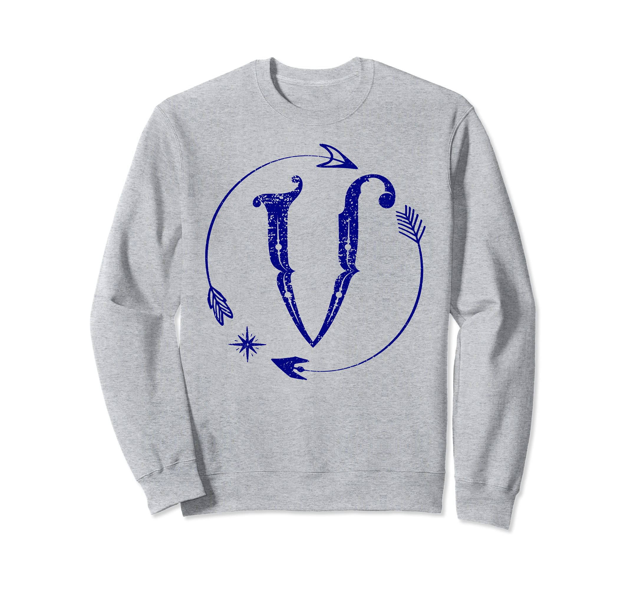 Initial V Monogram Boho Name Sweatshirt - Aesthetic Graphic Men Women - T-Shirt, Sweatshirt, Hoodie