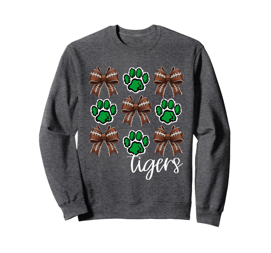 Tigers Football Mom Coquette Bows Sweatshirt - Casual Everyday Wear Unisex - T-Shirt, Sweatshirt, Hoodie