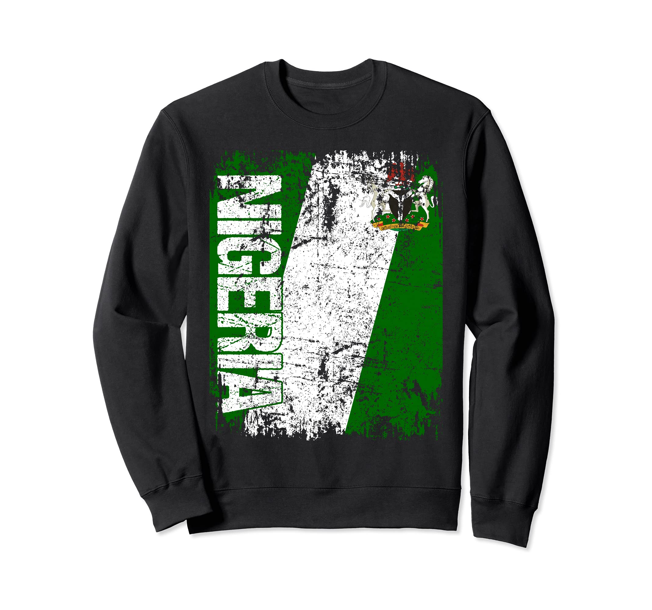 Nigeria Flag Distressed Nigeria Sweatshirt - Trendy Graphic Unisex - T-Shirt, Sweatshirt, Hoodie