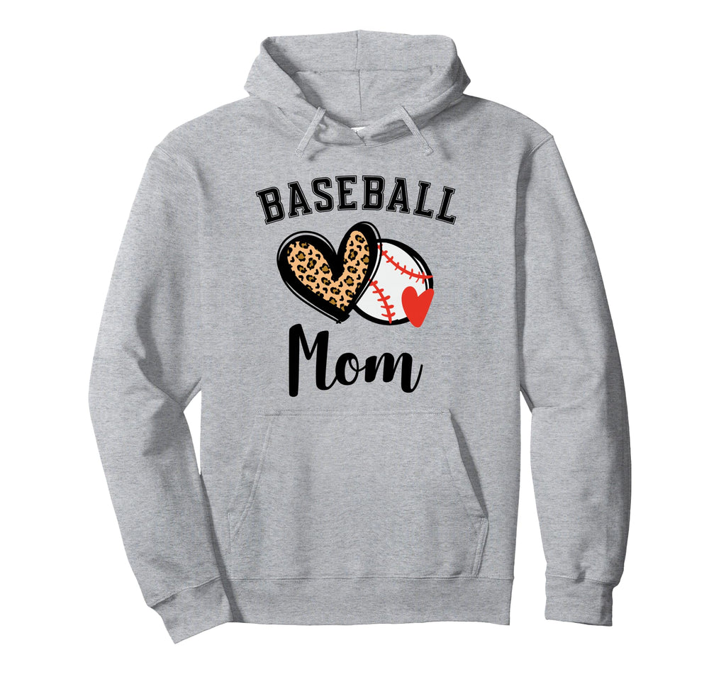 Baseball Mom Leopard Heart Hoodie - Graphic Print Unisex - T-Shirt, Sweatshirt, Hoodie