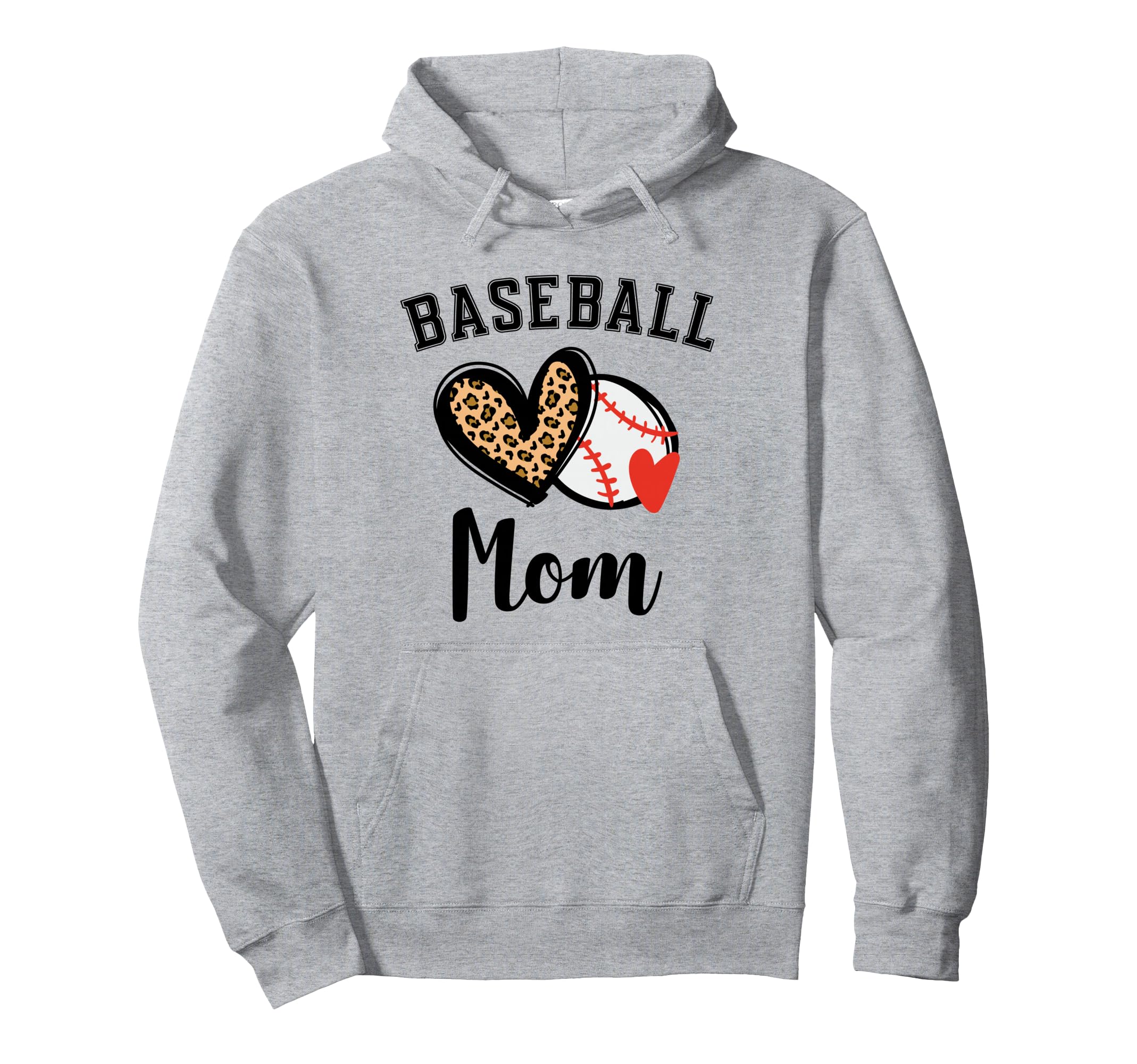 Baseball Mom Leopard Heart Hoodie - Graphic Print Unisex - T-Shirt, Sweatshirt, Hoodie