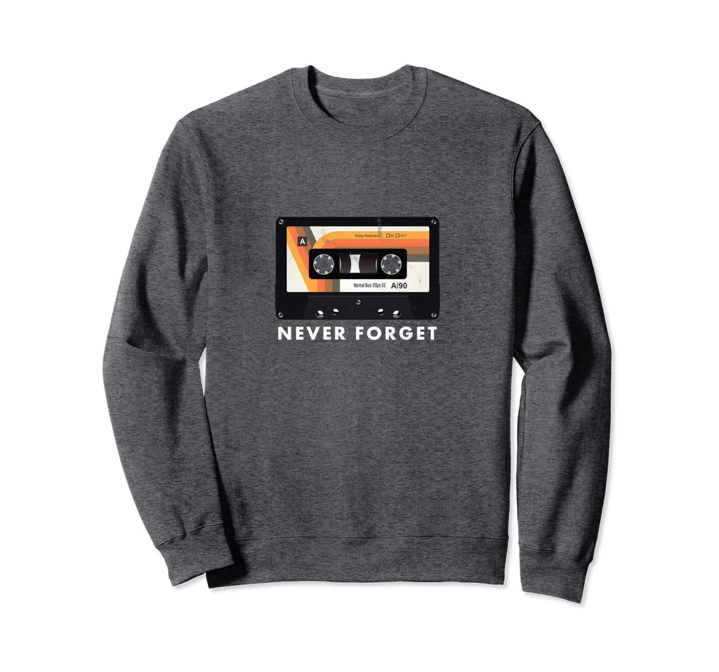 1980S Cassette Tape Never Forget Sweatshirt - Minimalist Print for Adults - T-Shirt, Sweatshirt, Hoodie