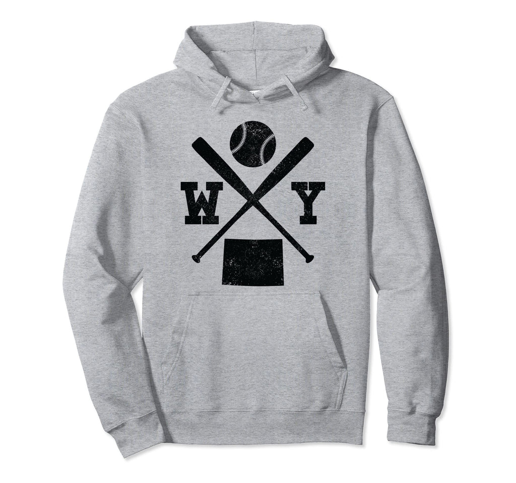 Wy Usa State Baseball Player Wyoming Hoodie - Novelty Apparel for Adults - T-Shirt, Sweatshirt, Hoodie
