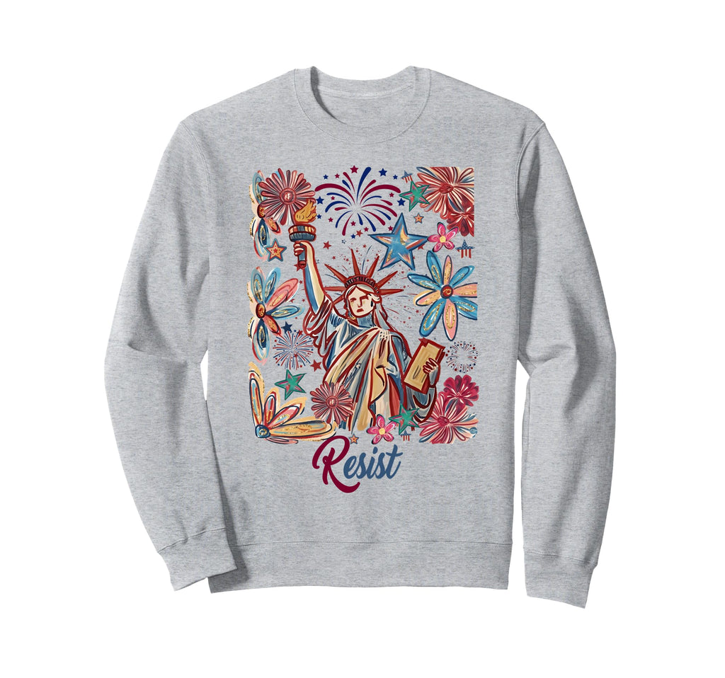 Resist State Liberty Floral Boho Sweatshirt - Aesthetic Graphic for Adults - T-Shirt, Sweatshirt, Hoodie