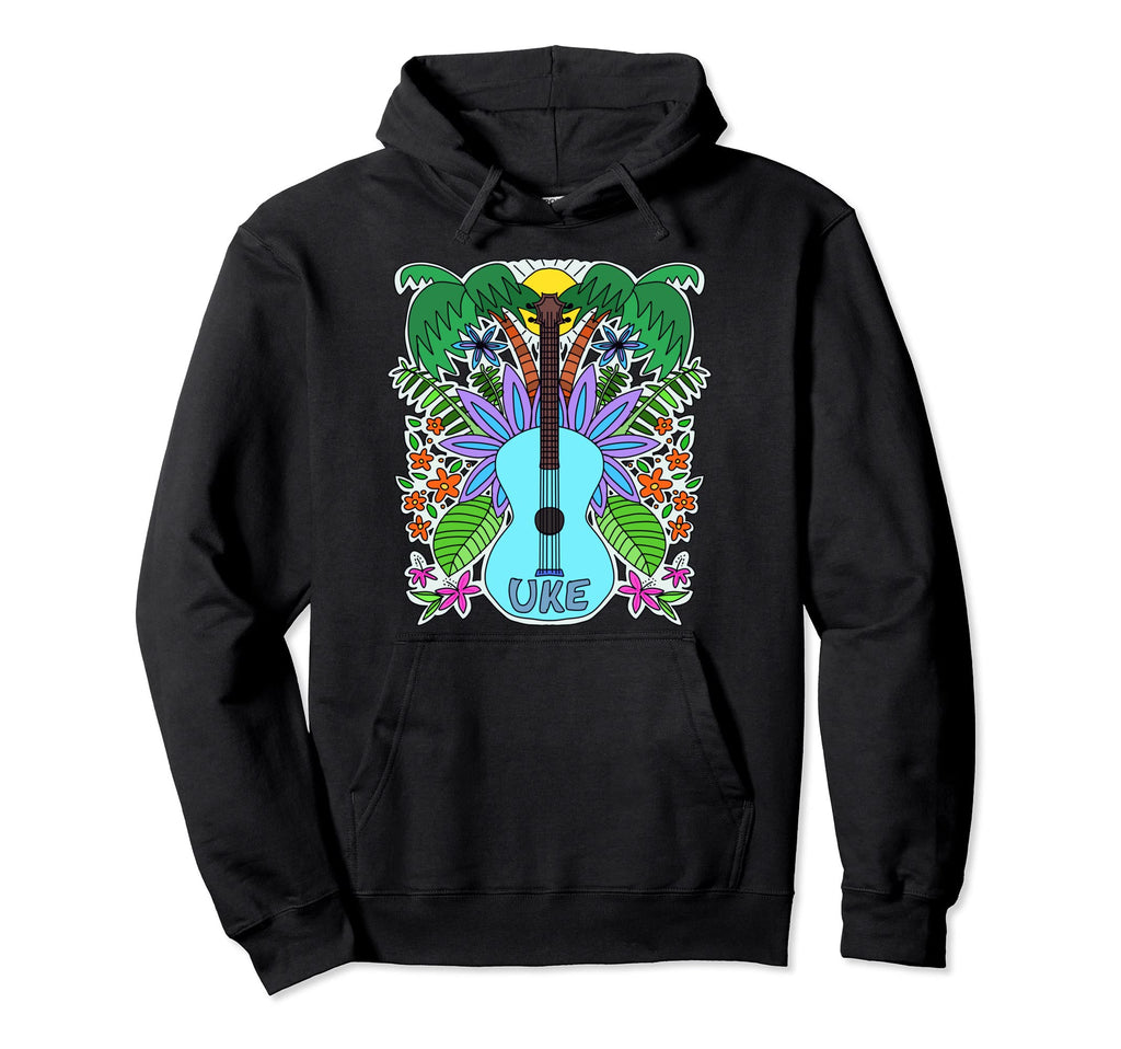 Ukulele Art Music Lovers Vibe Guitar Hoodie - Trendy Graphic for Adults - T-Shirt, Sweatshirt, Hoodie