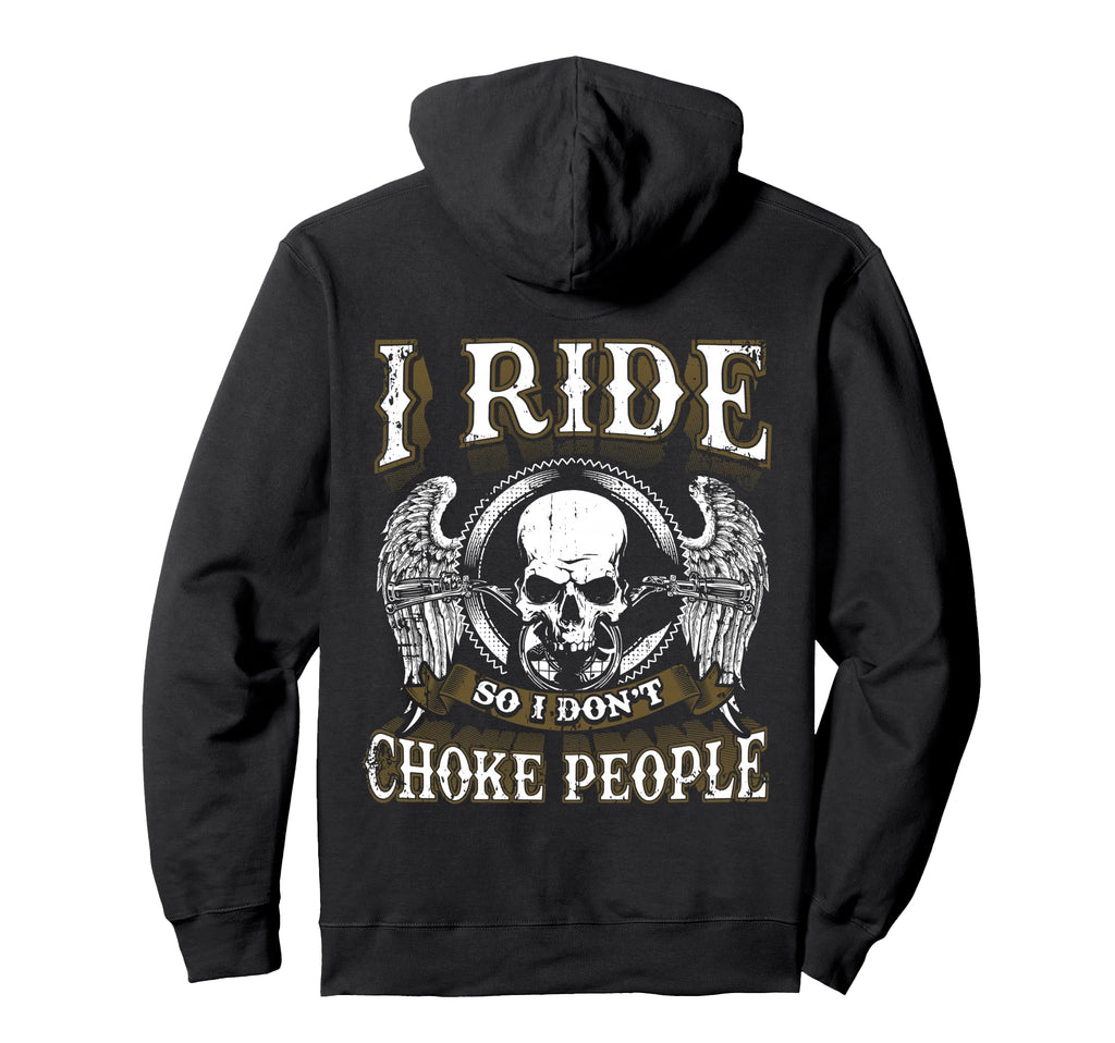 Ride Choke People Biker Wings Skull Hoodie - Graphic Print Unisex - T-Shirt, Sweatshirt, Hoodie