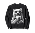 Bear Drinking Iced Coffee Funny Sweatshirt - Graphic Print for Adults - T-Shirt, Sweatshirt, Hoodie
