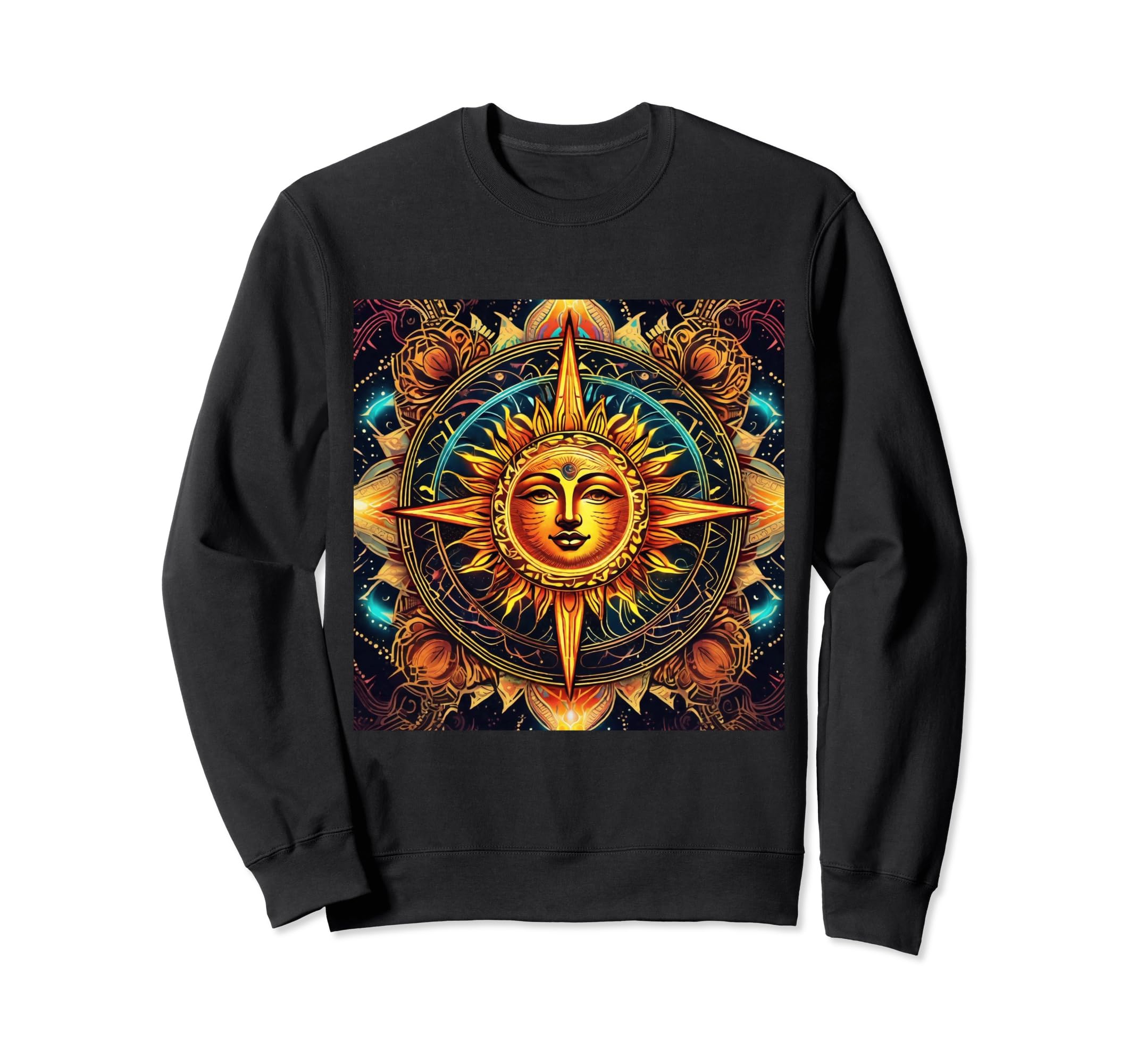 80S Celestial Sun Hippie Boho Anime Sweatshirt - Minimalist Print Men Women - T-Shirt, Sweatshirt, Hoodie