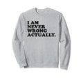 I Am Never Wrong Actually Funny Sweatshirt - Aesthetic Graphic for Adults - T-Shirt, Sweatshirt, Hoodie