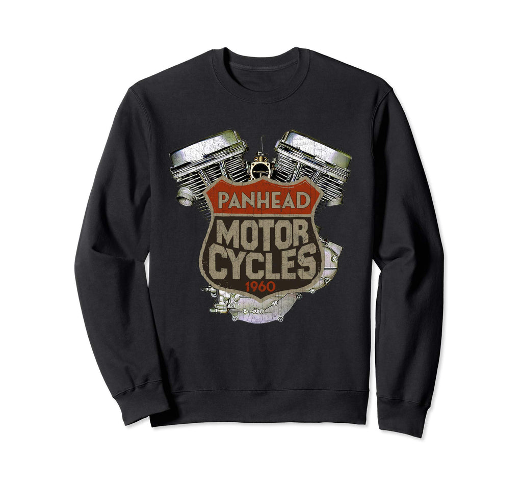 1960 Panhead Motorcycle Distressed Sweatshirt - Unique Graphic for Adults - T-Shirt, Sweatshirt, Hoodie