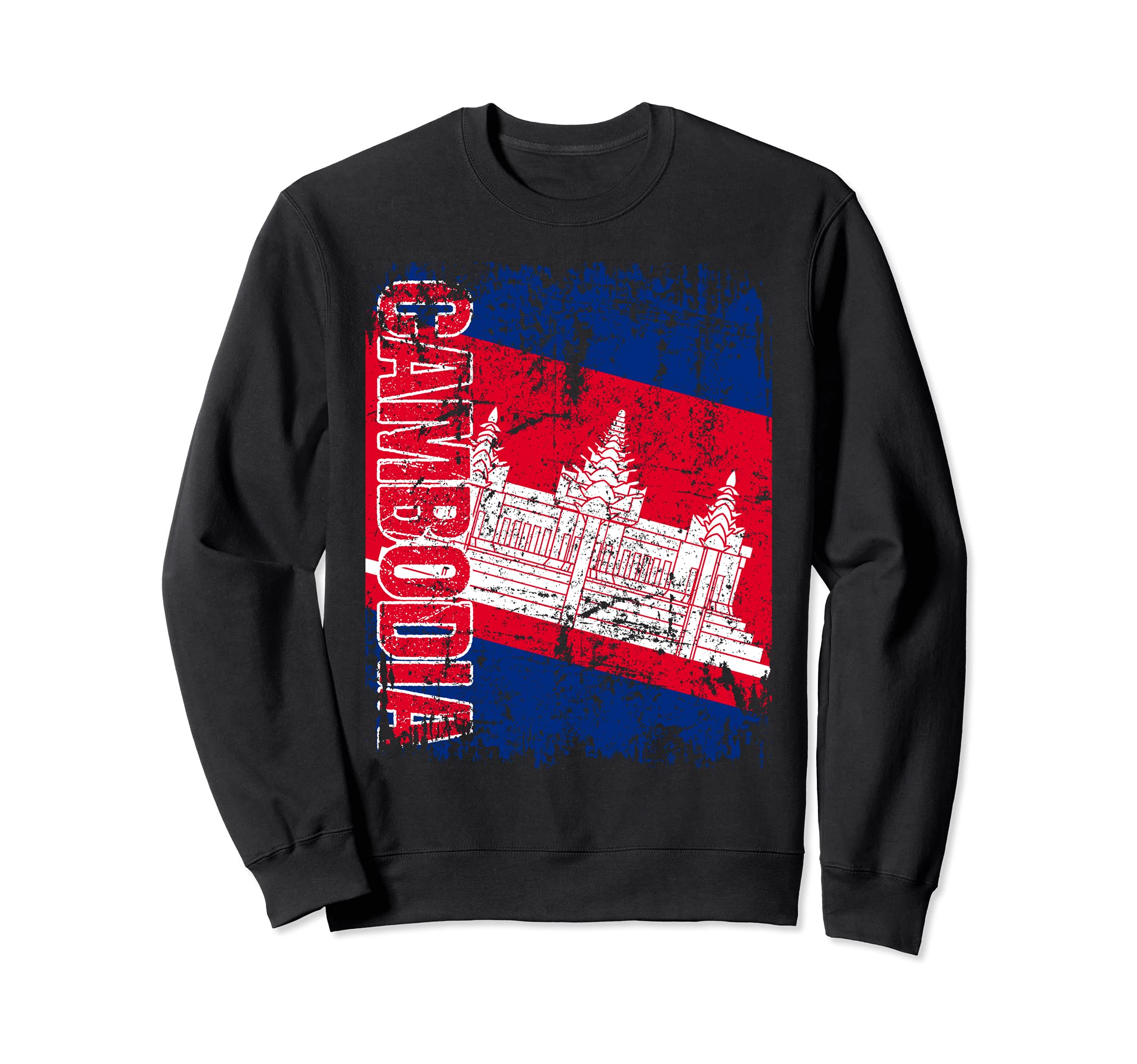 Cambodia Flag Distressed Cambodia Sweatshirt - Streetwear Style Unisex - T-Shirt, Sweatshirt, Hoodie