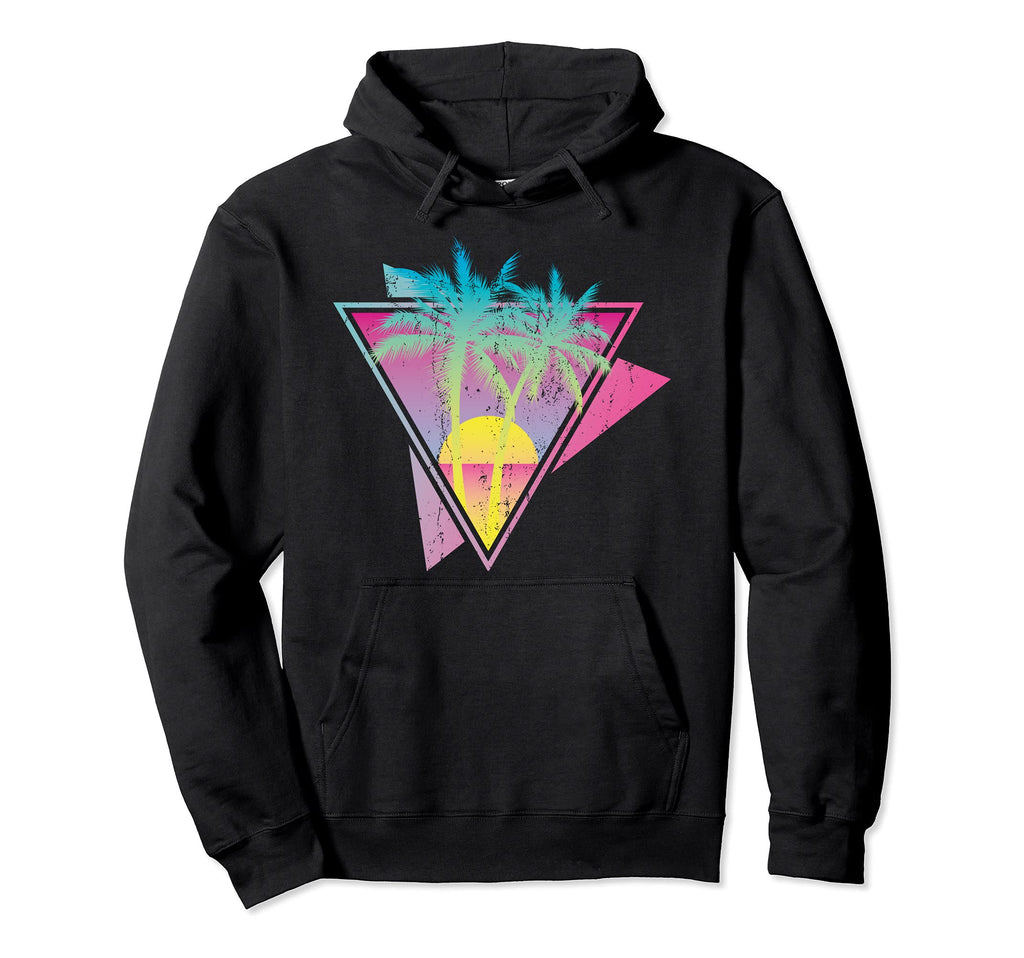 80S Art Tropical Sunset Palm Trees 90S Hoodie - Custom Art Print Men Women - T-Shirt, Sweatshirt, Hoodie