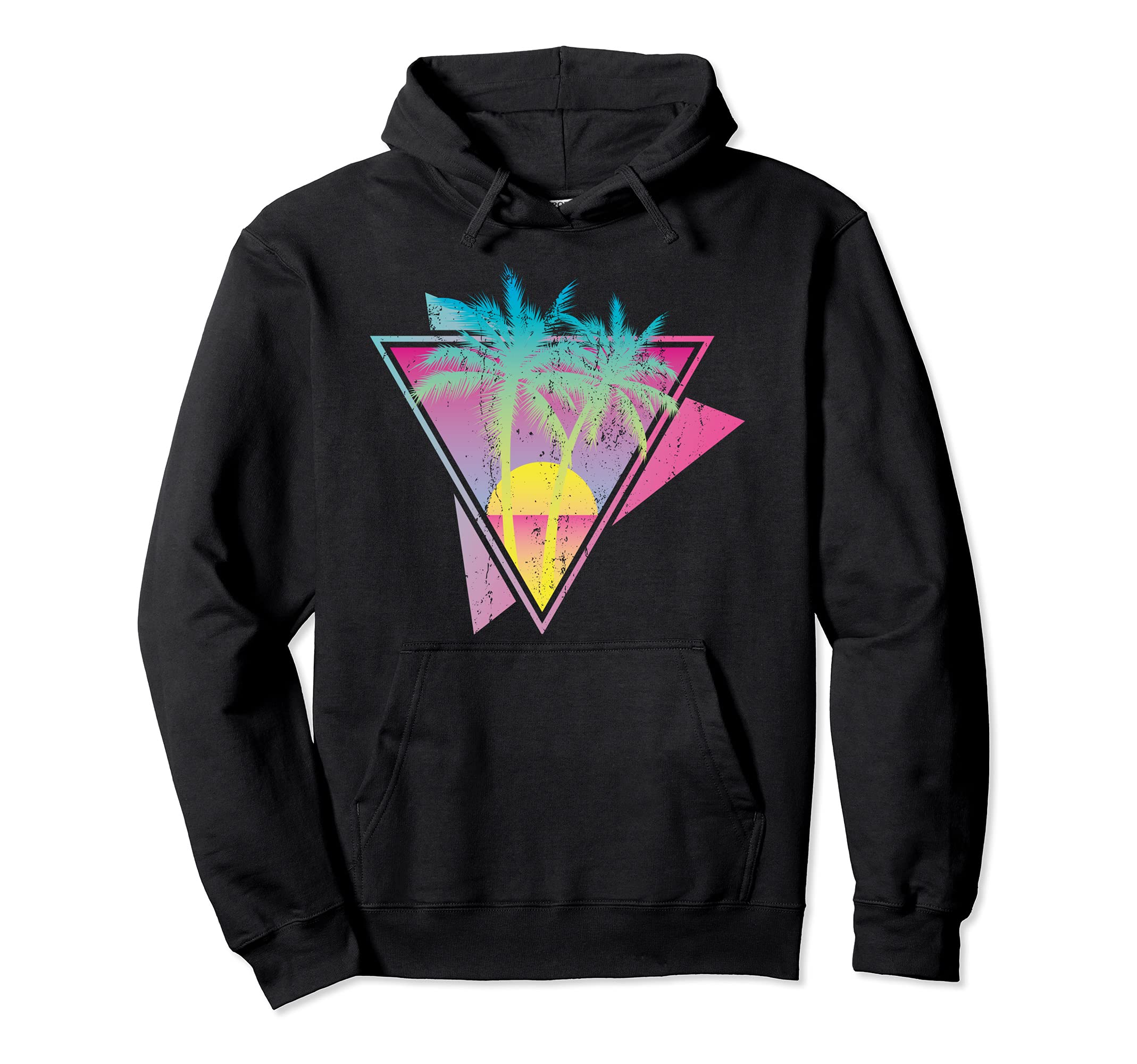 80S Art Tropical Sunset Palm Trees 90S Hoodie - Custom Art Print Men Women - T-Shirt, Sweatshirt, Hoodie