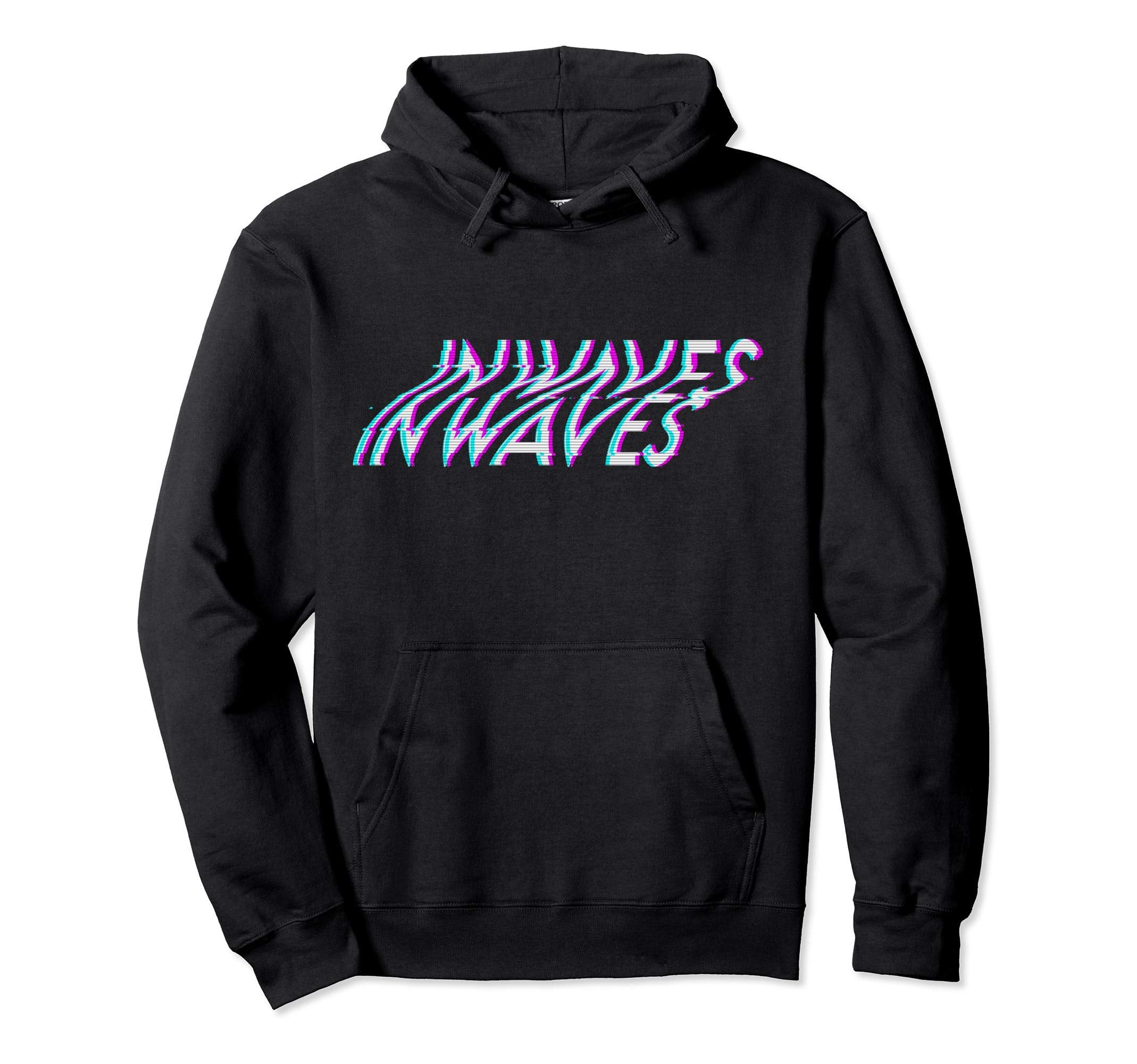 Waves Surfer Glitch Typographic Hoodie - Casual Everyday Wear for Adults - T-Shirt, Sweatshirt, Hoodie