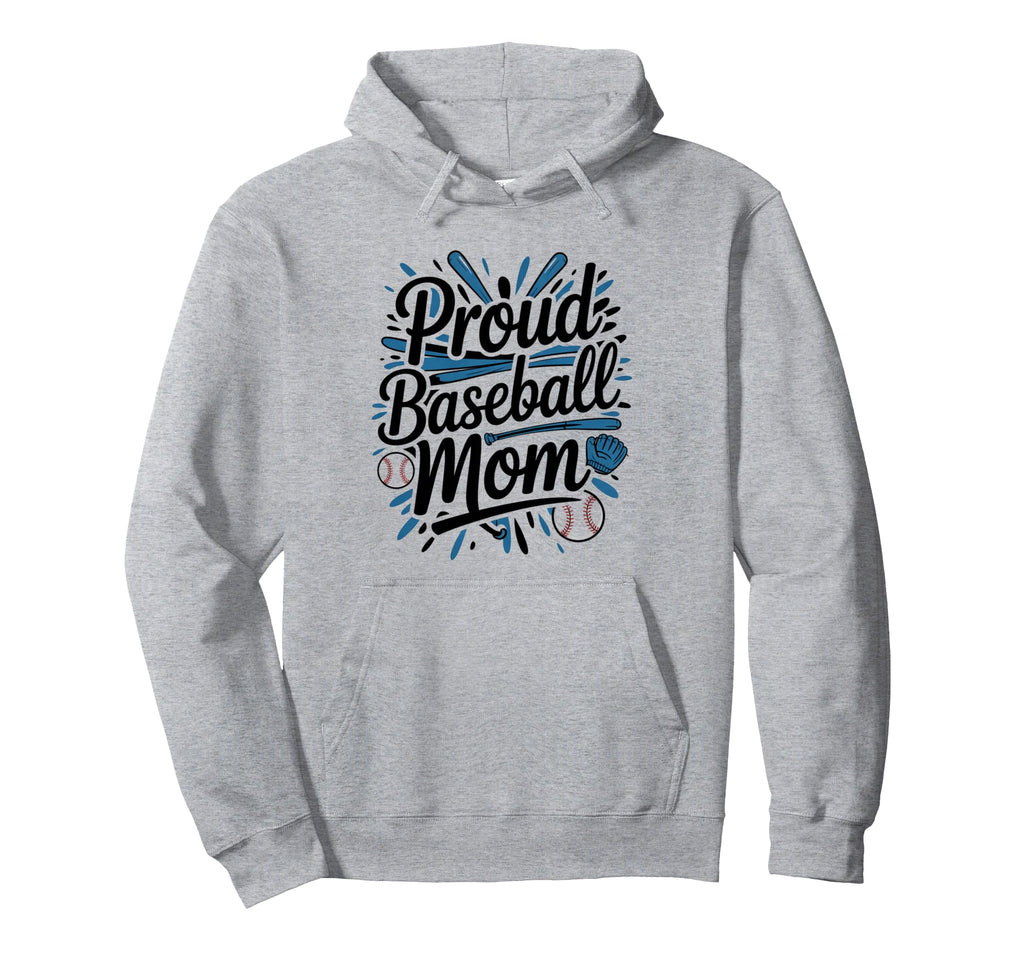 Blue And White Baseball Mom Hoodie - Unique Graphic Unisex - T-Shirt, Sweatshirt, Hoodie