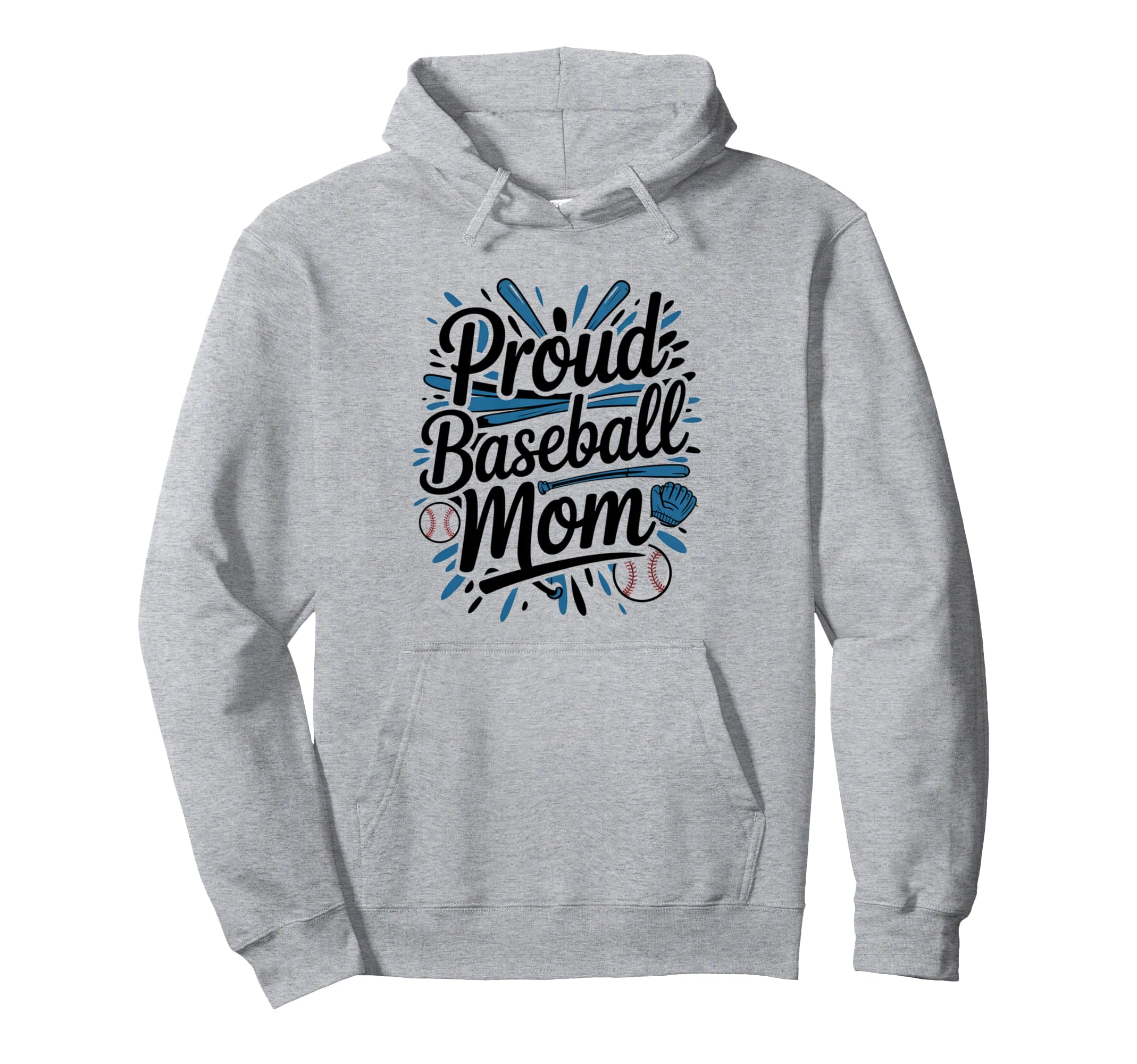 Blue And White Baseball Mom Hoodie - Unique Graphic Unisex - T-Shirt, Sweatshirt, Hoodie