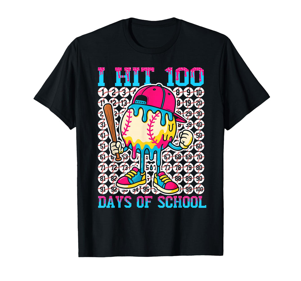 Baseball Ice Cream Drip 100 Days T-Shirt - Custom Art Print for Adults - T-Shirt, Sweatshirt, Hoodie