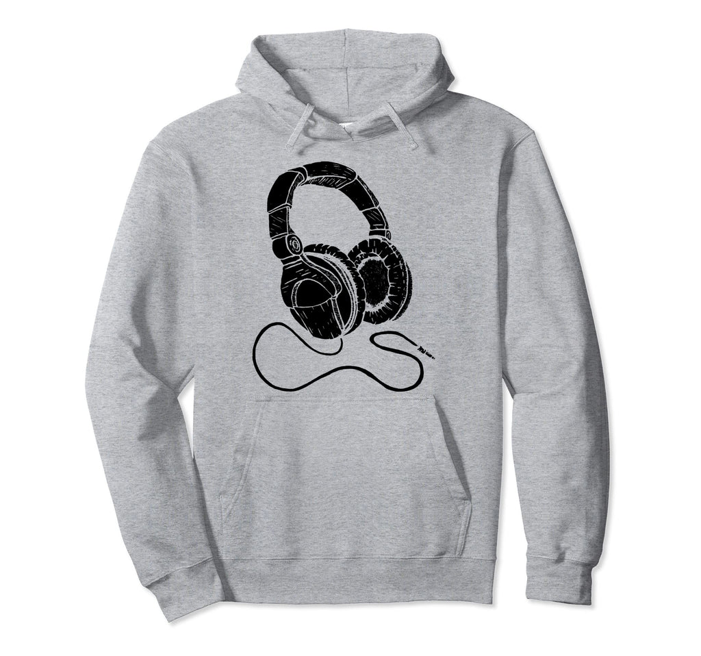 Hip Hop Over Ear Headphones Old Hoodie - Fun Novelty Design for Adults - T-Shirt, Sweatshirt, Hoodie