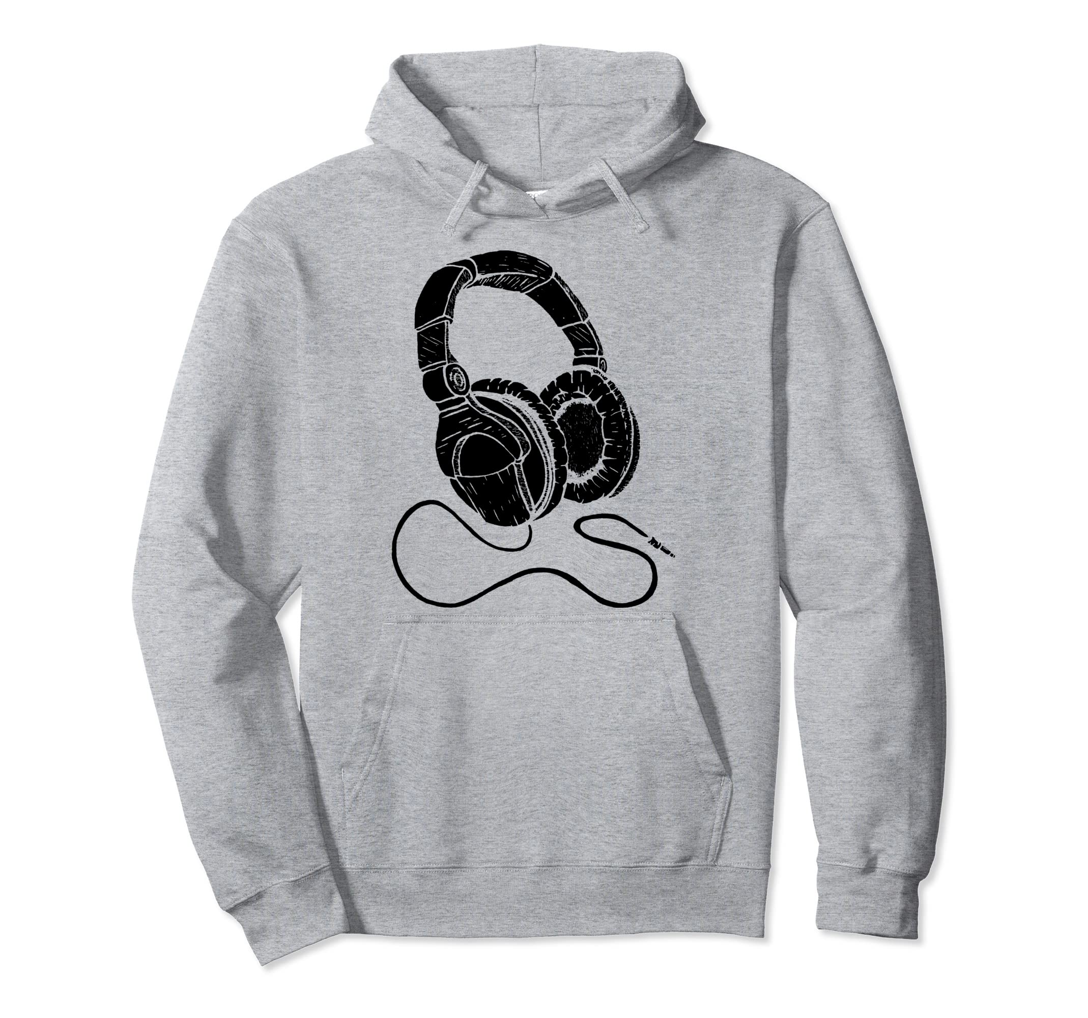 Hip Hop Over Ear Headphones Old Hoodie - Fun Novelty Design for Adults - T-Shirt, Sweatshirt, Hoodie