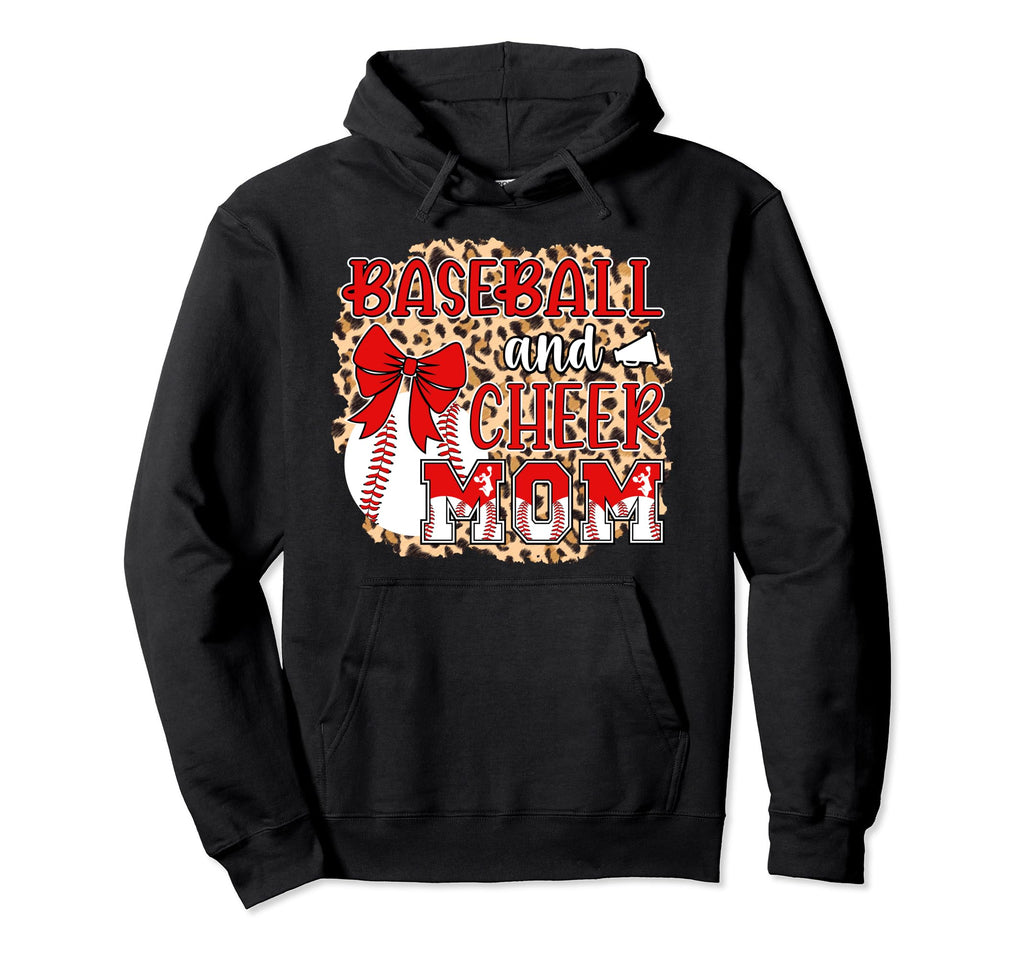 Baseball And Cheer Mom Leopard Hoodie - Minimalist Print for Adults - T-Shirt, Sweatshirt, Hoodie