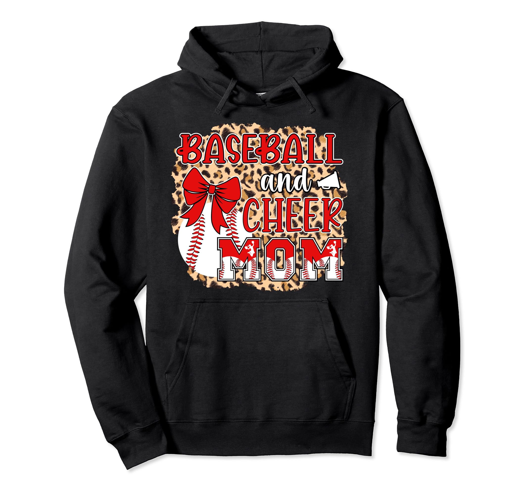 Baseball And Cheer Mom Leopard Hoodie - Minimalist Print for Adults - T-Shirt, Sweatshirt, Hoodie